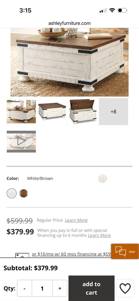 Rustic Farmhouse Storage Coffee Table with Dual Hinged Lift Tops - Two-Tone Wood and White