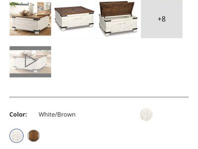 Rustic Farmhouse Storage Coffee Table with Dual Hinged Lift Tops - Two-Tone Wood and White