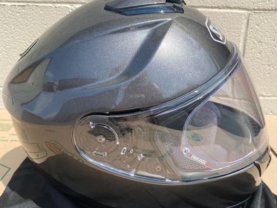 Amazing Condition Shoei GT-Air Gen 1 Size M Motorcycle Helmet Charcoal Metallic Grey w/Sena Audio