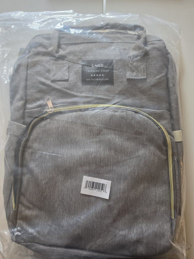 NEW Traveling Gray Canvas Backpack Diaper Bag
