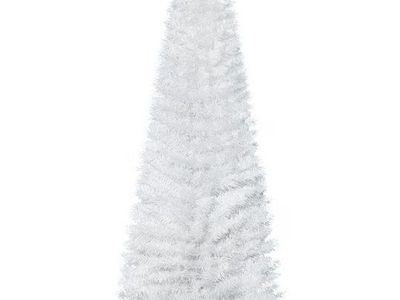 HOMCOM 6' White Slim Artificial Pencil Christmas Tree with 390 Branch Tips & Stand