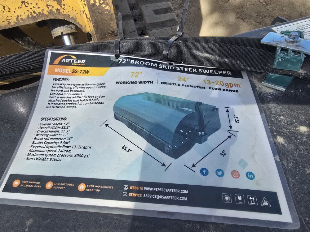 BRAND NEW 72" skid steer broom sweeper attachment