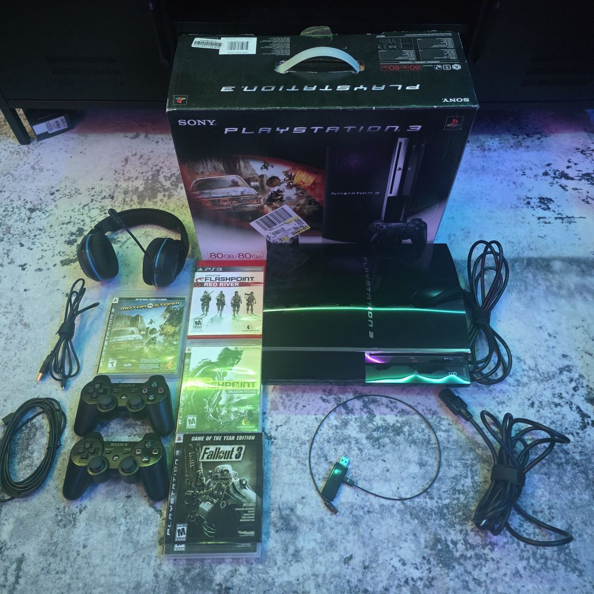 Sony PS3 CECHE01 Backwards Compatible Bundle - CIB MotorStorm Box Enhanced OS