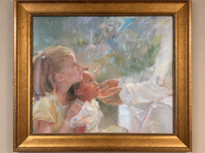 Beautiful Framed Painting – Children – Gold Frame – 29” x 25”