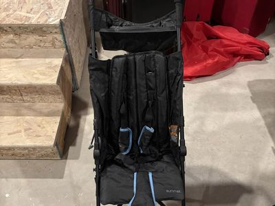 Summer Infant Pop N' Play Stroller - Lightweight & Compact Umbrella Stroller, Black/Blue