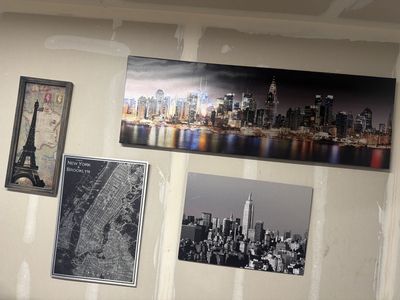 Assorted Wall Art - New York Skyline, Empire State Building, Paris Eiffel Tower & NYC Map