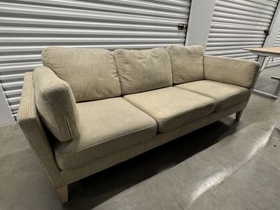 Downeast Beige 3-Seat Sofa + Footstool/Ottoman