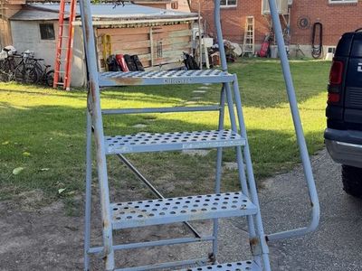 Cotterman Rolling Steel Safety Ladder 5 Step with Handrails