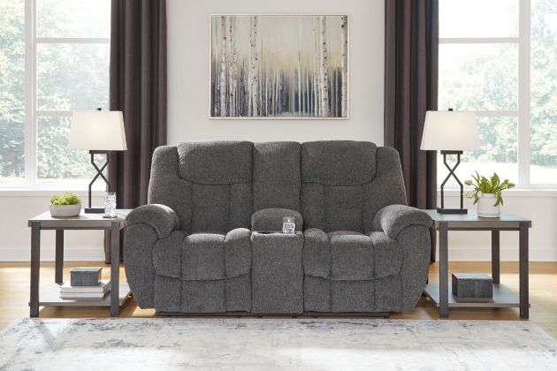 Foreside Reclining Loveseat w/ Console - Living Room Furniture - Action Home Furniture
