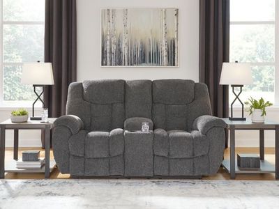 Foreside Reclining Loveseat w/ Console - Living Room Furniture - Action Home Furniture
