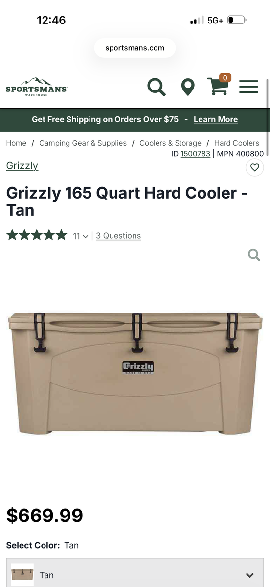 Grizzly 165 Quart Hard Cooler