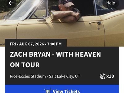 4 PRIME Zach Bryan Tickets- With Heaven On Tour Tickets, Aug 7 2026, Rice-Eccles Stadium SLC