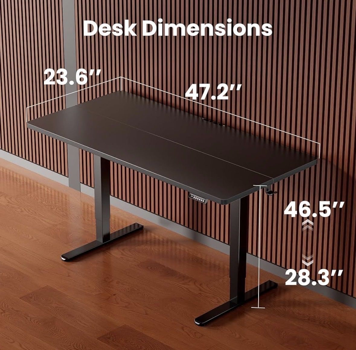 ErGear 48" x 24" Electric Standing Desk, Height Adjustable Sit-Stand Desk with Memory, Black. New.