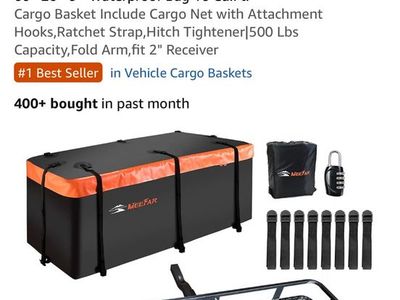 MeeFar Hitch Mount Cargo Carrier Rack Basket with Waterproof Bag 60x20x6