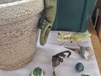 Assorted Animal Garden Oriments and Pot Hangers and Pot
