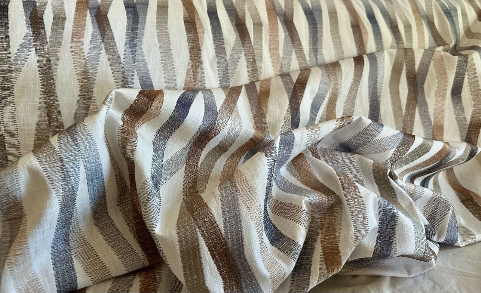 Designer Carole Fabrics "Back & Forth" Modern Embroidered Fabric – 55" W (By the Yard)