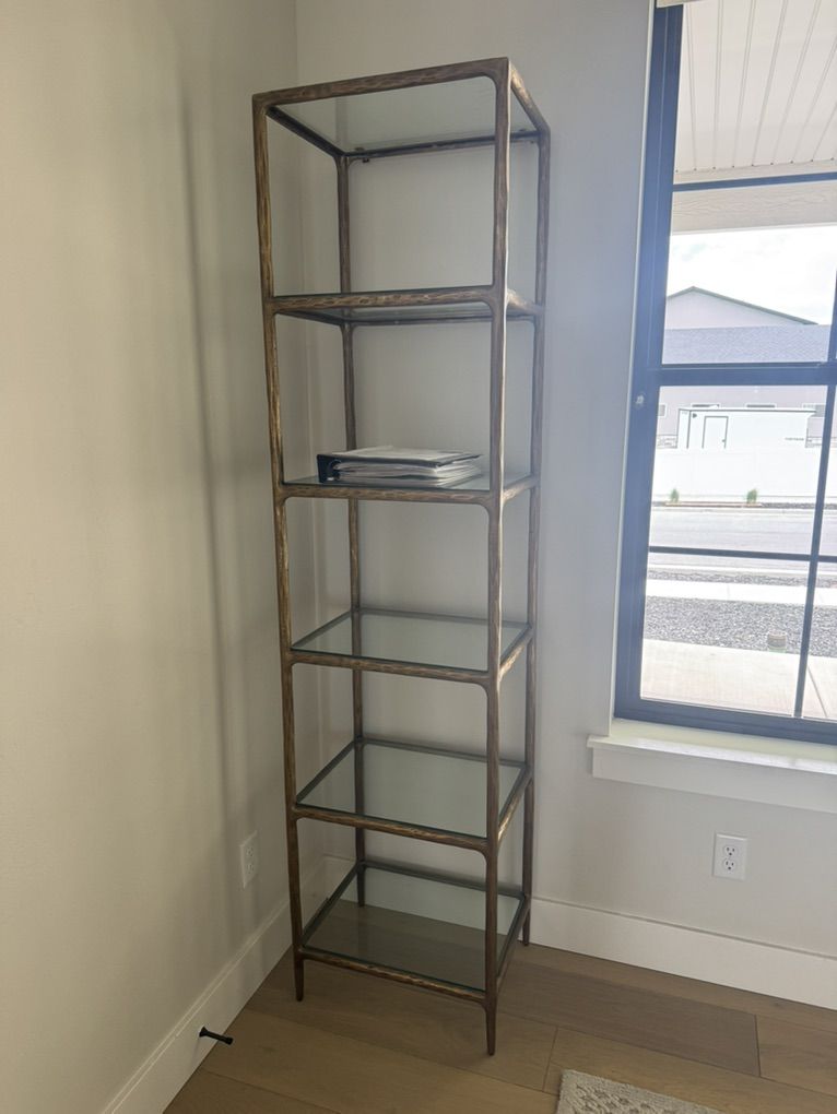 RH Thaddeus Narrow Glass Shelving