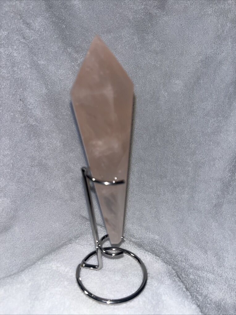 NEW 6” 7.8oz Rose Quartz Crystal Scepter Wand