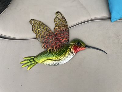 Metal Hummingbird Wall Art Decor Colorful Outdoor Indoor Sculpture