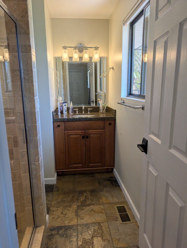 Used 36" Bathroom Vanity with Granite Countertop, Sink, & Faucet
