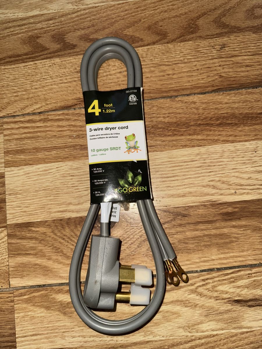 New Go Green 4-Foot 3-Wire Dryer Cord - 10 Gauge SRDT 30 Amp 125/250V