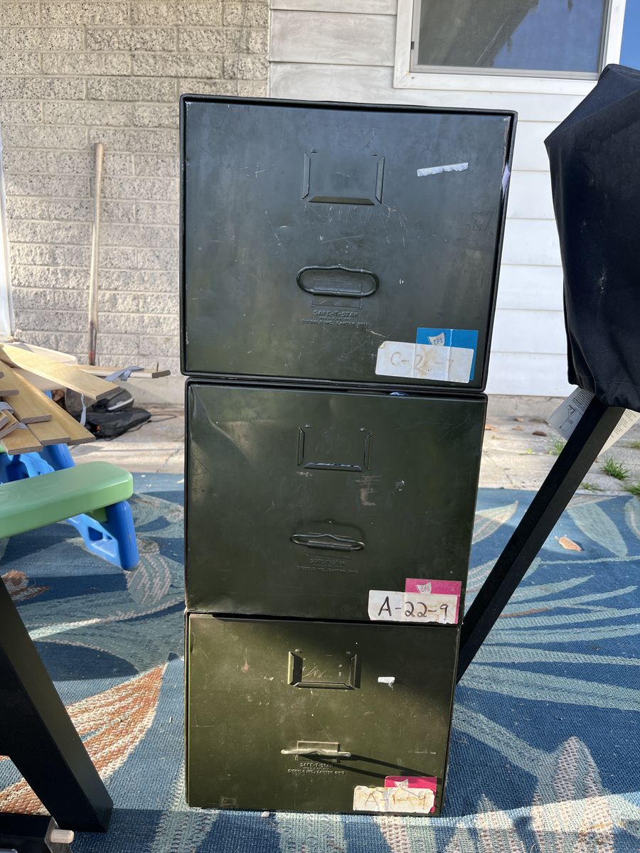Vintage Army Green Filing Cabinets
