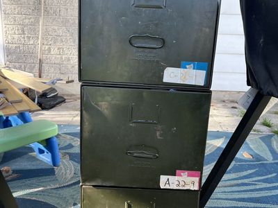 Vintage Army Green Filing Cabinets