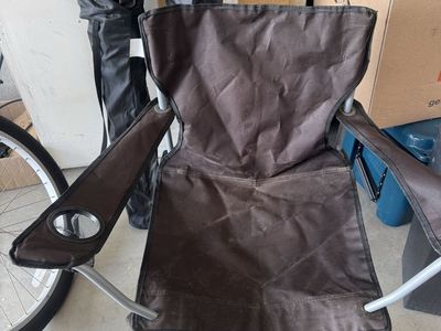 Folding Camp Chairs with Cupholder- three chairs included. Two have bags. One bag missing. All functional