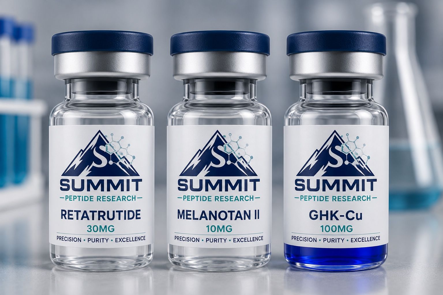 Peptides - Reta 30mg - GHK-Cu 100mg - MT2 10mg