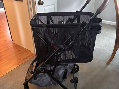Stroleecarts Personal Shopper Folding Utility Cart with Basket and Cup Holder