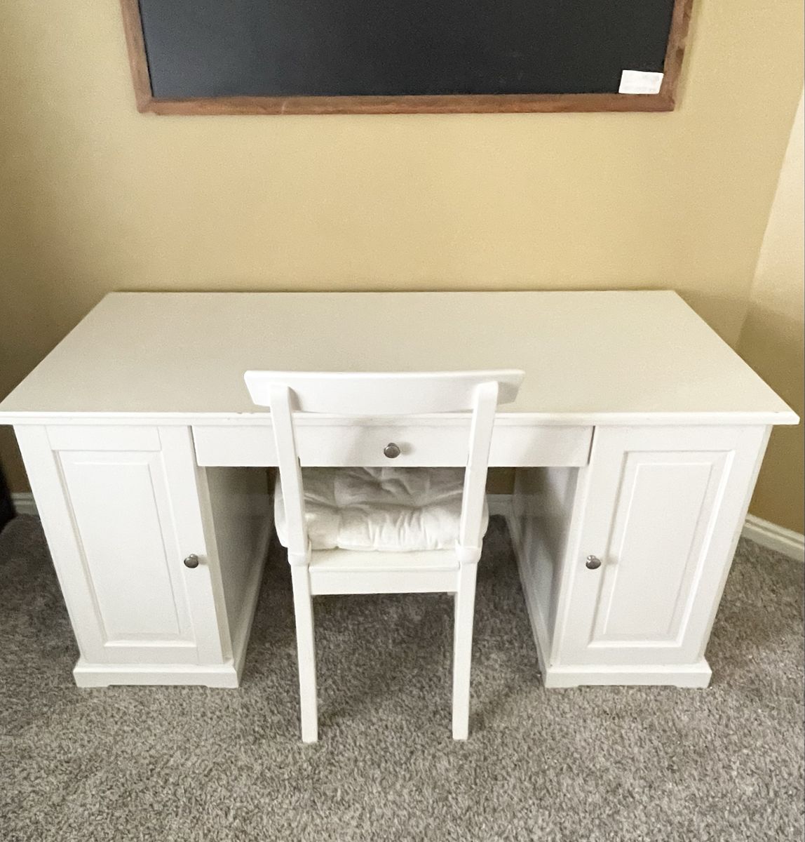 White desk IKEA LIATORP with drawers chair