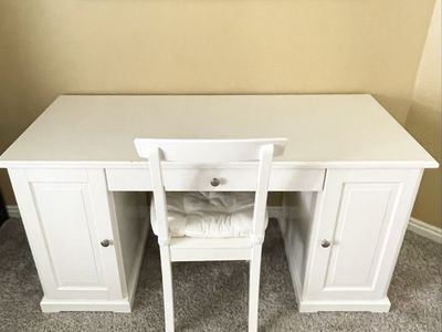 White desk IKEA LIATORP with drawers chair