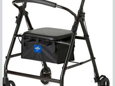 Dependable Steel Rollator, 300 lb. Limit, Black