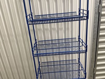 Blue Metal Wire Display Rack - 5-Tier Retail Shelf Unit for Store, Garage, or Craft Room