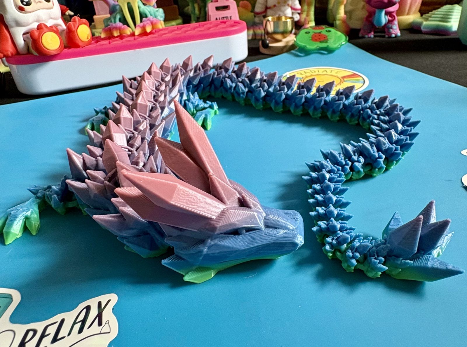 3D Printed Print Printing Rainbow Crystal Dragon ADHD AUTISM Fidget Fidgets Toy Toys Dragon