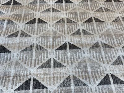 Modern Geometric Area Rug - Neutral Gray & Beige Triangle Pattern