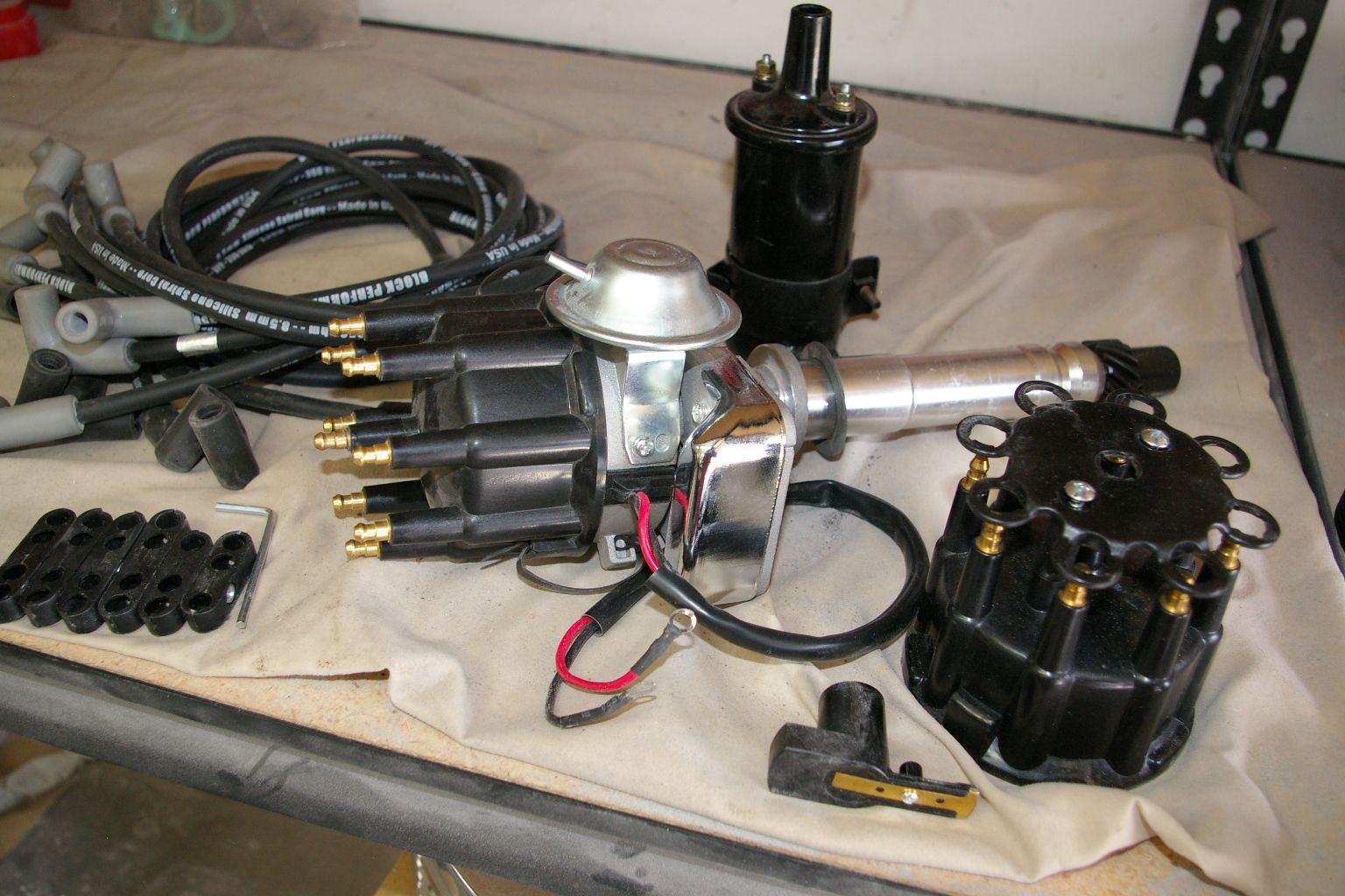 Chevy ready to run ignition system: Distributor, 45K coil, wires, looms