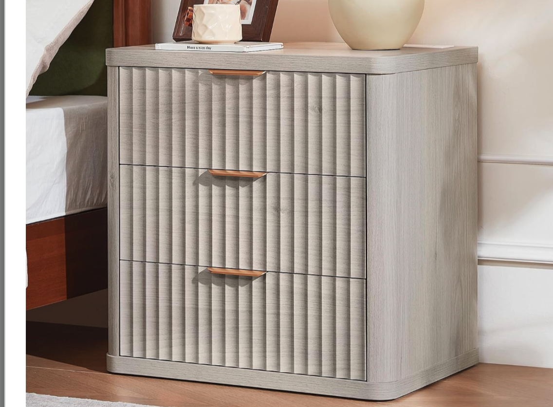 New 23" Wide Fluted Night Stand with Charging Station