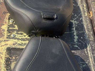 Harley Mustang Motorcycle Two-Piece Black Vinyl Seat Set