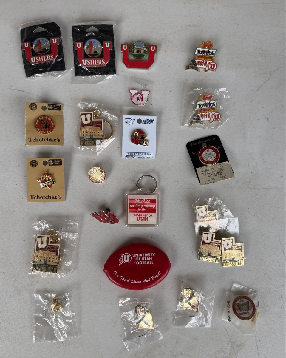 Vintage University of Utah Utes Pins Buttons Patches Keychains Lot