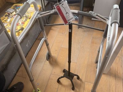 Guardian Rolling Walker with Front Wheels and Black Quad Cane Bundle