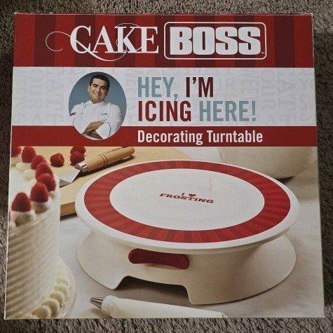 Cake Boss "I Love Frosting" Decorating Turntable with Locking Switch & Rubberized Feet
