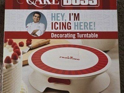 Cake Boss "I Love Frosting" Decorating Turntable with Locking Switch & Rubberized Feet