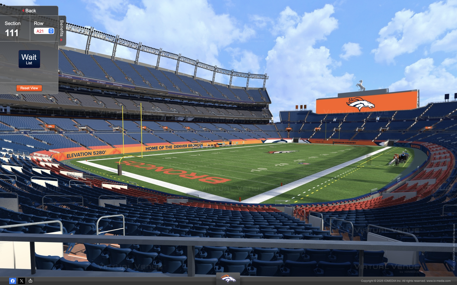 3 DENVER BRONCOS vs Packers , LVR , JAX  BILLS * FIRST LEVEL 3TIX * Section 111