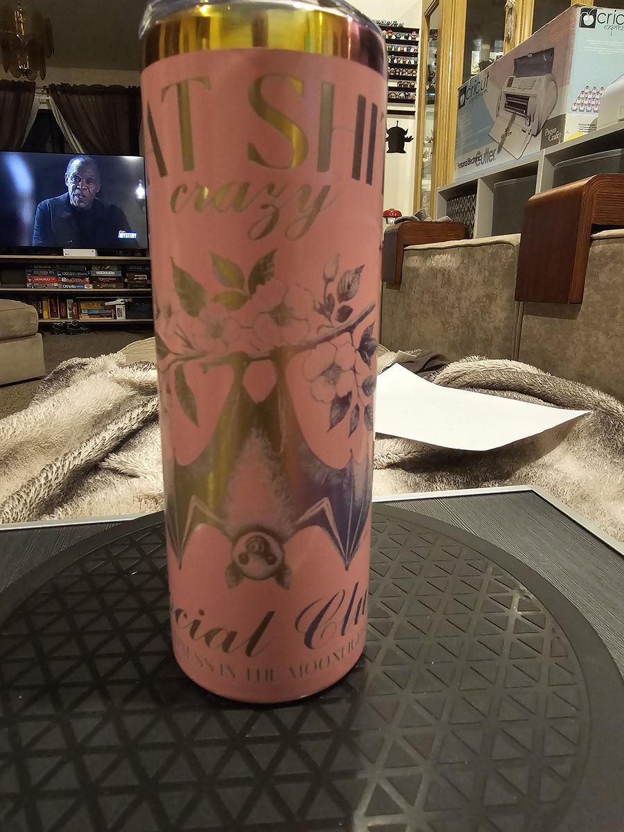 Engraved Pink Bat Print Stainless Steel Insulated Tumbler