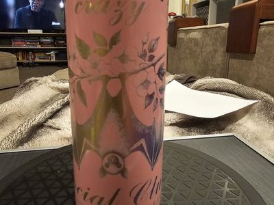 Engraved Pink Bat Print Stainless Steel Insulated Tumbler