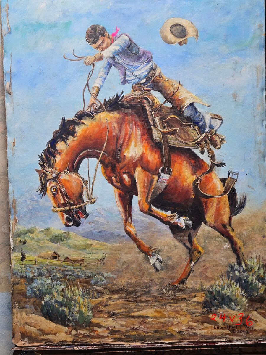 Original Western Paintings. Gallery prices $2/ $3 per In. Much less