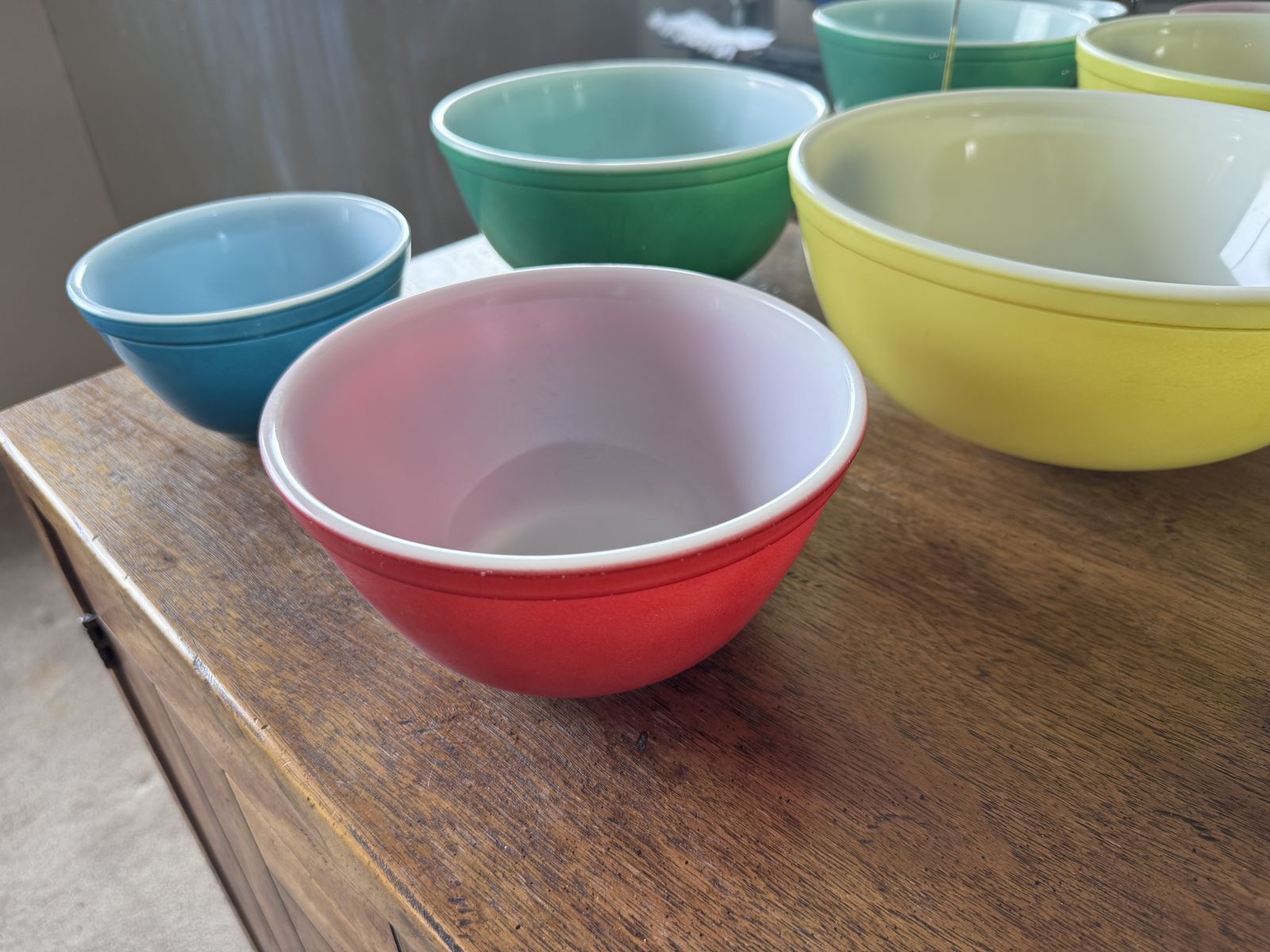 Vintage Pyrex Primary Colors nesting mixing bowls