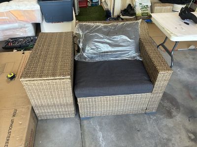 Woven outdoor corner chair with side Tea table