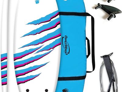 **Brand New** Own the Wave “Claw Strike” Foam Surfboard Set + Bag, Fins & Leash